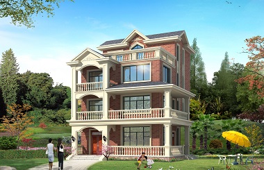 新農村四層高端紅磚別墅設計施工全套圖紙，精品農村自建房屋圖紙